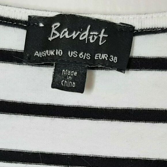 Bardot Australia Stripe Swing Mini Dress in Black sz 6/S US - Picture 8 of 11
